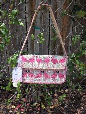 Viral Pink Flamingo Beaded Bag